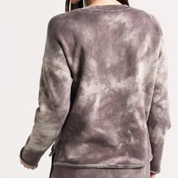 ATM Anthony Thomas Melillo Sweatshirt Taupe Tie Dye French Terry Frayed - Picture 4 of 10